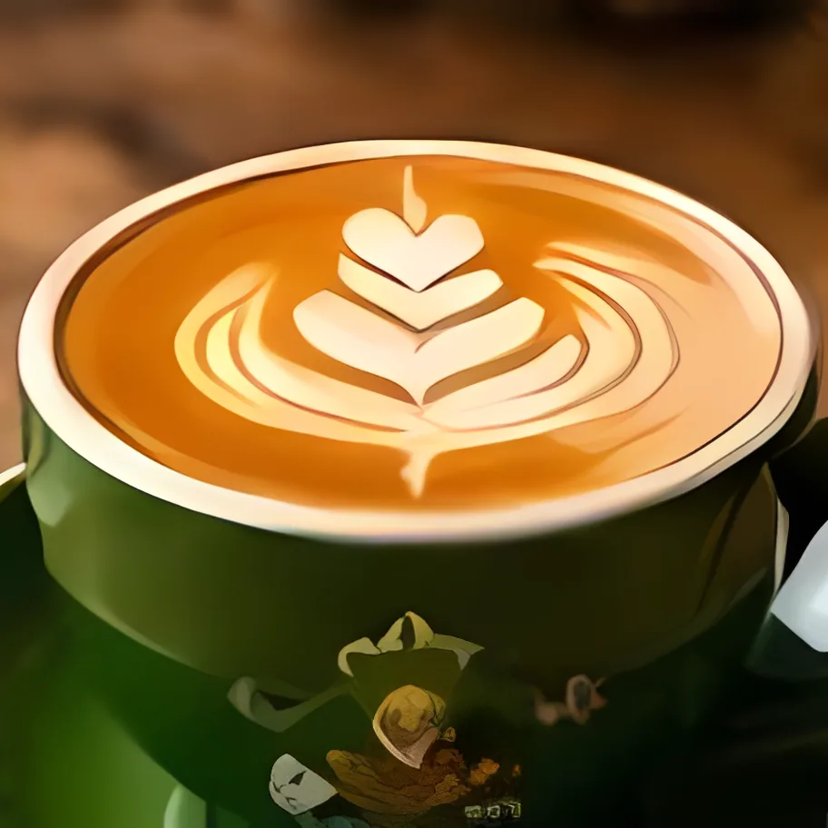 Latte in a green Serenitea cup