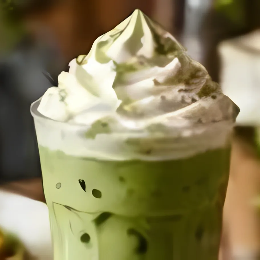 Iced matcha with whipped cream