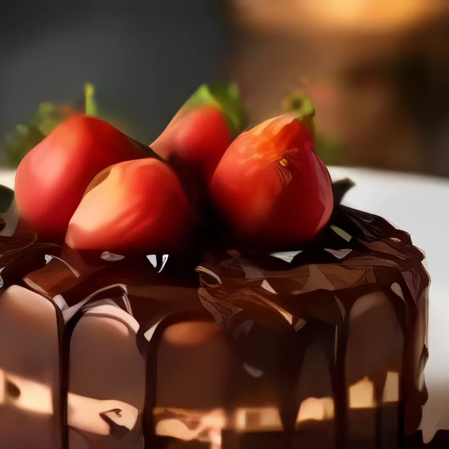 Chocolate cake with strawberries